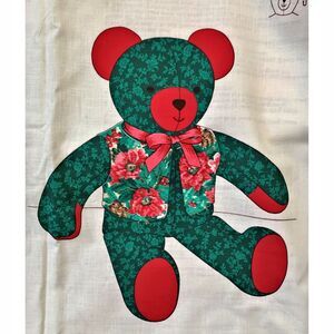Cut Sew Soft Sculpture Bear Fabric Panel Tapestry Holiday Christmas Crafts Vtg